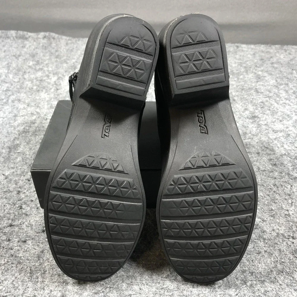 Teva Anaya Booties Womens 11 Black Leather Zip Block Heel Comfort 11201